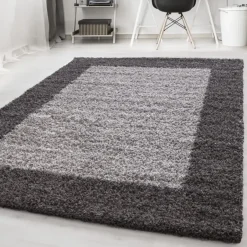 Muratap Basic Shaggy Kader vloerkleed Grijs Hoogpolig - 200x290 CM Online