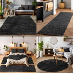 Muratap Basic Shaggy vloerkleed Antraciet Hoogpolig - 200x290 CM Clearance