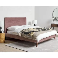 Beliani BAYONNE - Tweepersoonsbed - Roze - 140 x 200 cm - Fluweel New