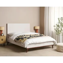 Beliani BAYONNE - Tweepersoonsbed - Wit - 140 x 200 cm - Fluweel New