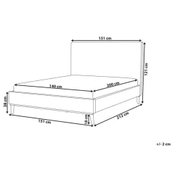 Beliani BAYONNE - Tweepersoonsbed - Wit - 140 x 200 cm - Fluweel New