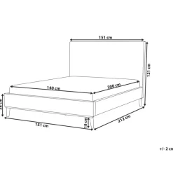 Beliani BAYONNE - Tweepersoonsbed - Wit - 140 x 200 cm - Fluweel New