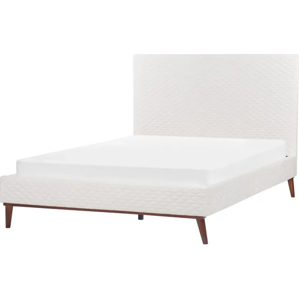Beliani BAYONNE - Tweepersoonsbed - Wit - 140 x 200 cm - Fluweel New