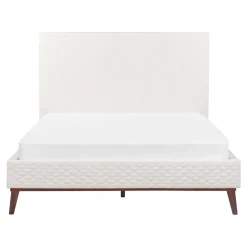 Beliani BAYONNE - Tweepersoonsbed - Wit - 140 x 200 cm - Fluweel New