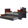 Trasman Bed Bzone 90x200 cm met bedlade, bureau en ledverlichting - antraciet
