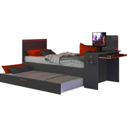 Trasman Bed Bzone 90x200 cm met bedlade, bureau en ledverlichting - antraciet