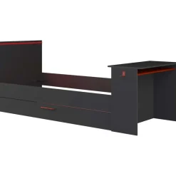 Trasman Bed Bzone 90x200 cm met bedlade, bureau en ledverlichting - antraciet