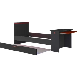 Trasman Bed Bzone 90x200 cm met bedlade, bureau en ledverlichting - antraciet