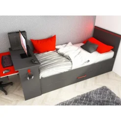 Trasman Bed Bzone 90x200 cm met bedlade, bureau en ledverlichting - antraciet