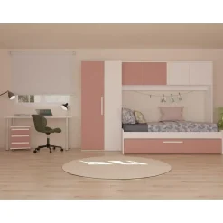 Trasman Bed met bedbrug en bedlade Lev-roze/wit Outlet