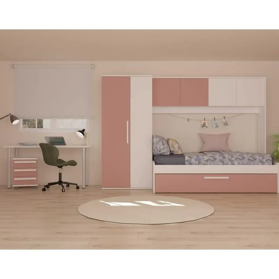 Trasman Bed met bedbrug en bedlade Lev-roze/wit Outlet