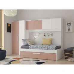 Trasman Bed met bedbrug en bedlade Lev-roze/wit Outlet