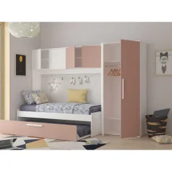 Trasman Bed met bedbrug en bedlade Lev-roze/wit Outlet