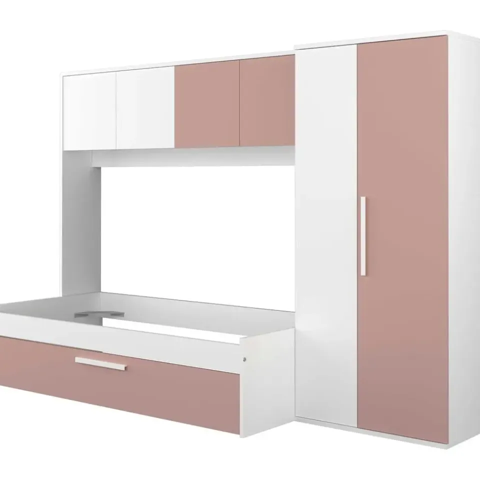 Trasman Bed met bedbrug en bedlade Lev-roze/wit Outlet