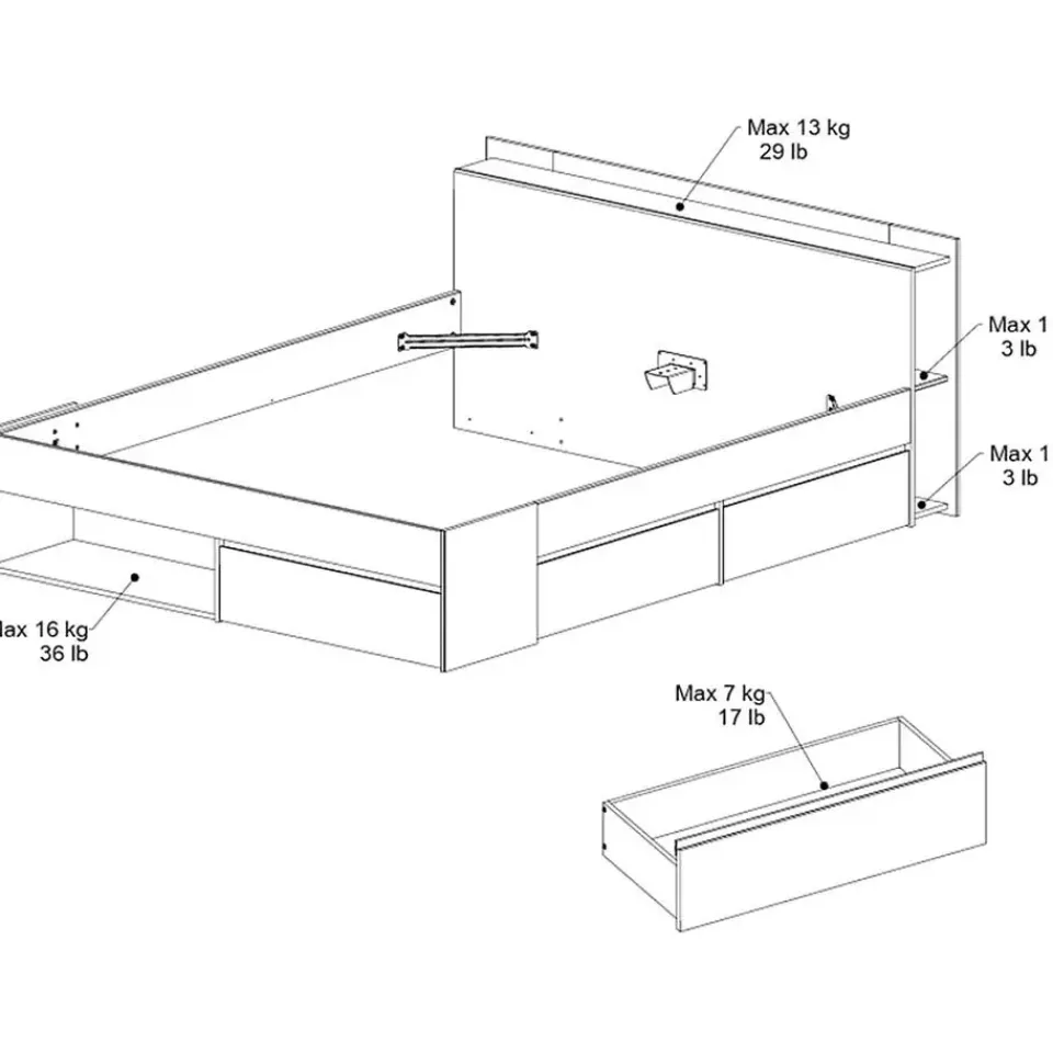 Parisot Bed Most 160x200cm - eik/zwart Sale