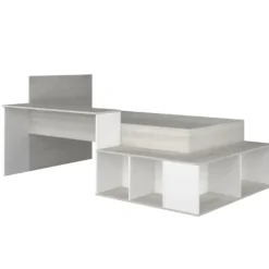 Trasman Bed Quinn 90x200 cm met bureau en opbergruimte - grenen/ wit New