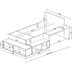 Trasman Bed Quinn 90x200 cm met bureau en opbergruimte - grenen/ wit New