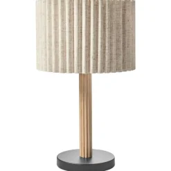 Leen Bakker BELESSA - Tafellamp - Lichtbeige - Rubberhout