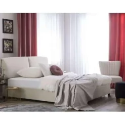 Beliani BELFORT - Tweepersoonsbed - Beige - 140 x 200 cm - Polyester Clearance