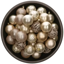 Bellatio Decorations Kerstballen - 37x st - champagne - 6 cm