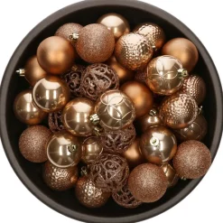 Bellatio Decorations Kerstballen - 37x st - camel bruin - 6 cm Best