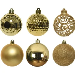 Bellatio Decorations Kerstballen - 37x - kunststof - goud - 6cm Clearance