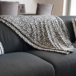 Bellatio Design Plaid fleece deken - luipaard print - 120 x 160cm New