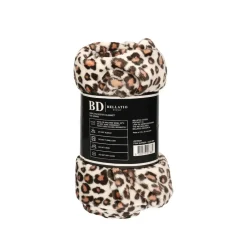 Bellatio Design Plaid fleece deken - luipaard print - 120 x 160cm New