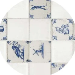 Bellatio Design Tafelzeil - Delfts blauwe tegel print - rond - 160 cm Discount