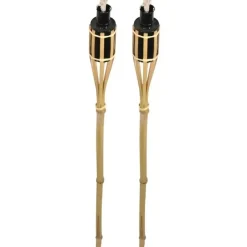 Bellatio Design Tuinfakkels - 2x - bamboe - 60 cm - navulbaar Hot