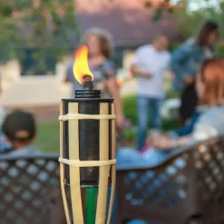 Bellatio Design Tuinfakkels - 2x - bamboe - 60 cm - navulbaar Hot