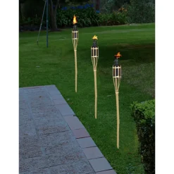 Bellatio Design Tuinfakkels - 2x - bamboe - 60 cm - navulbaar Hot