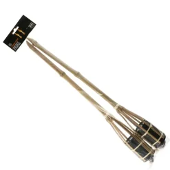 Bellatio Design Tuinfakkels - 2x - bamboe - 60 cm - navulbaar Hot