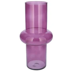 Bellatio Design Vaas - paars transparant glas - D15 x H31 cm Clearance