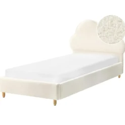 Beliani BELLEVUE - Eenpersoonsbed - Gebroken wit - 90 x 200 cm - Bouclé Best