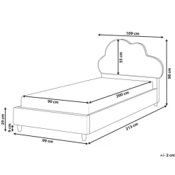 Beliani BELLEVUE - Eenpersoonsbed - Lichtbeige - 90 x 200 cm - Fluweel Online
