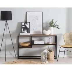 Beliani BELMONT - Consoletafel - Donkere houtkleur - MDF