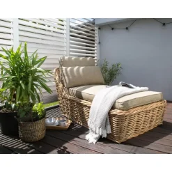 Beliani BELSITO - Ligstoel - Taupe - Rotan Sale