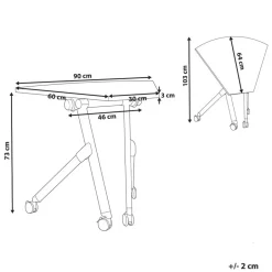 Leen Bakker BENDI - Bureau inklapbaar - Wit - 90 x 64 cm - Metaal Outlet