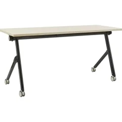 Beliani BENDI - Inklapbaar bureau - Lichthout/Zwart - 160 x 60 cm - Staal Discount