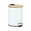 Berilo Prullenbak/pedaalemmer - wit - 3 liter - metaal/bamboe Outlet