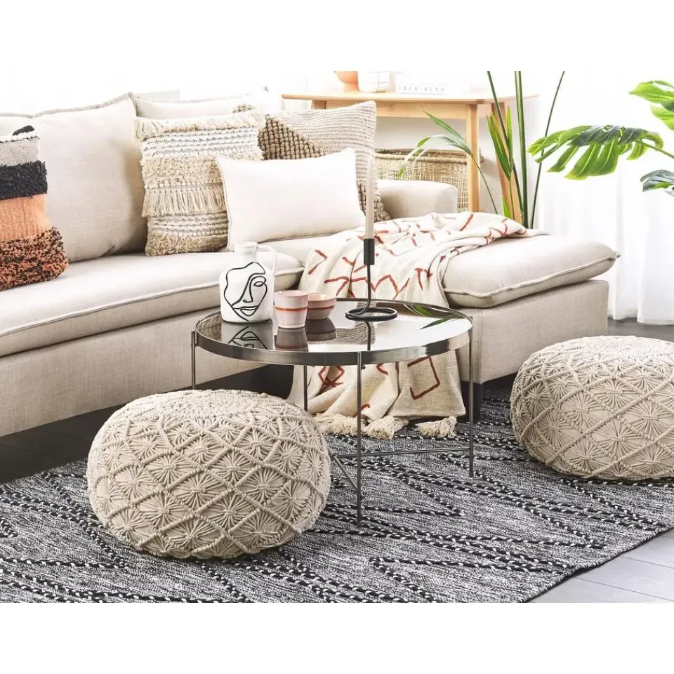 Beliani BERKANE - Poef - Beige - Katoen Discount