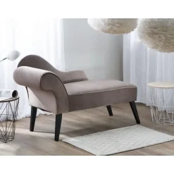 Beliani BIARRITZ - Chaise longue - Grijs - Linkerzijde - Fluweel Clearance