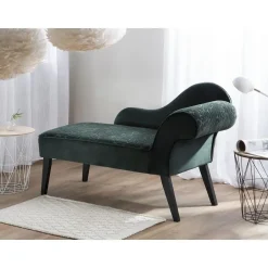 Beliani BIARRITZ - Chaise longue - Groen - Rechterzijde - Fluweel Outlet