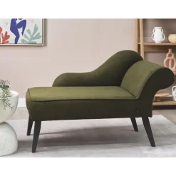 Beliani BIARRITZ - Chaise longue - Olijfgroen - Rechtszijdig - Polyester Outlet