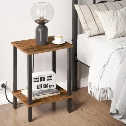 Merkloos Bijzettafel - industrieel - 55x38x30 cm - vintage bruin New