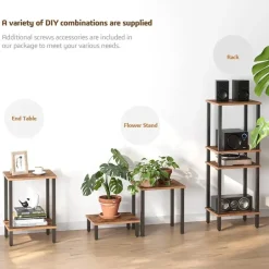 Merkloos Bijzettafel - industrieel - 55x38x30 cm - vintage bruin New