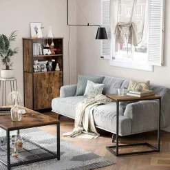 Merkloos Bijzettafel - industriële look - 55x66x35 cm - vintage bruin