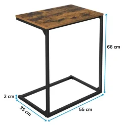 Merkloos Bijzettafel - industriële look - 55x66x35 cm - vintage bruin