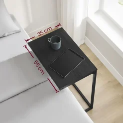 Merkloos Bijzettafel - Koffietafel - 55x35x66cm - Metaal & Spaanplaat - Zwart Best